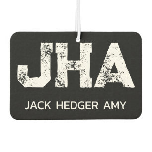 MINIMALIST WHITE THREE LETTER MONOGRAM NAME BLACK AIR FRESHENER