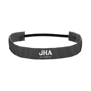 MINIMALIST WHITE THREE LETTER MONOGRAM NAME BLACK ATHLETIC HEADBAND