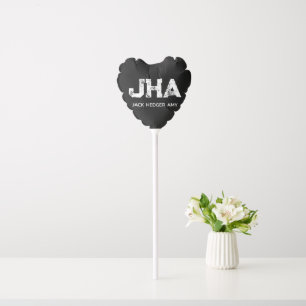 MINIMALIST WHITE THREE LETTER MONOGRAM NAME BLACK BALLOON