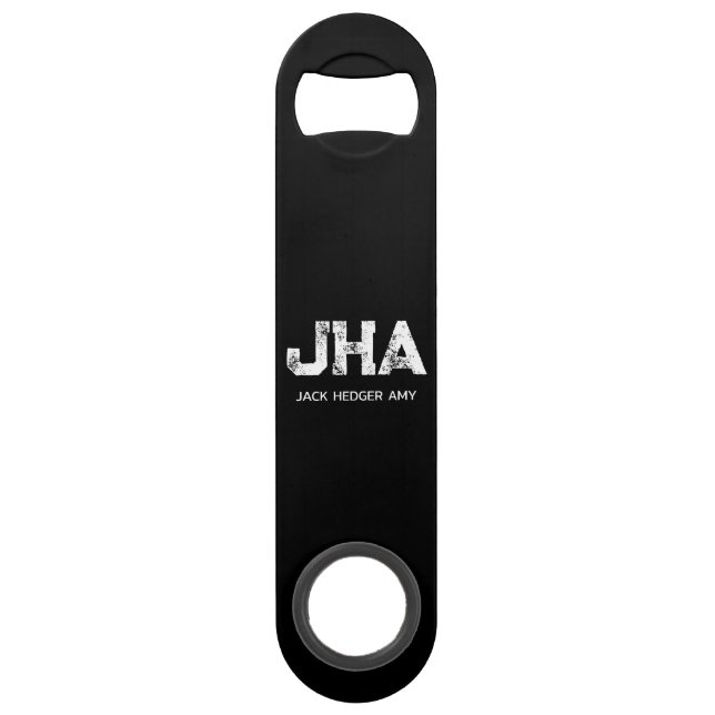 MINIMALIST WHITE THREE LETTER MONOGRAM NAME BLACK  BAR KEY (Front)