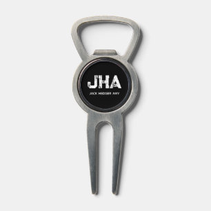 MINIMALIST WHITE THREE LETTER MONOGRAM NAME BLACK  DIVOT TOOL