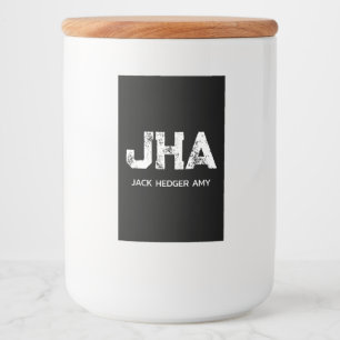 MINIMALIST WHITE THREE LETTER MONOGRAM NAME BLACK FOOD LABEL