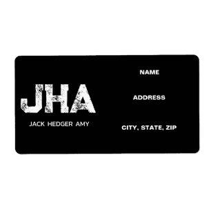 MINIMALIST WHITE THREE LETTER MONOGRAM NAME BLACK LABEL