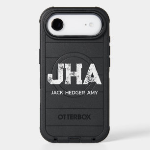 MINIMALIST WHITE THREE LETTER MONOGRAM NAME BLACK iPhone 17 AIR CASE