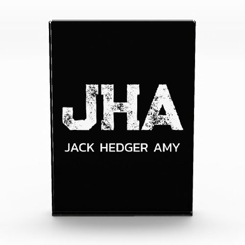MINIMALIST WHITE THREE LETTER MONOGRAM NAME BLACK PHOTO BLOCK