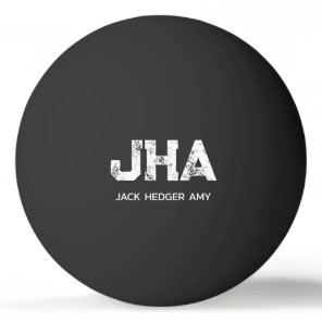 MINIMALIST WHITE THREE LETTER MONOGRAM NAME BLACK PING PONG BALL