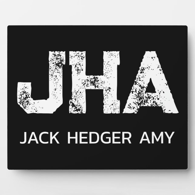 MINIMALIST WHITE THREE LETTER MONOGRAM NAME BLACK  PLAQUE (Front)