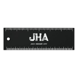 MINIMALIST WHITE THREE LETTER MONOGRAM NAME BLACK RULER