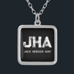 MINIMALIST WHITE THREE LETTER MONOGRAM NAME BLACK SILVER PLATED NECKLACE<br><div class="desc">THIS IS A SIMPLE, THREE LETTER MONOGRAM DESIGN, SUITABLE FOR EVERYONE.YOU CAN CHANGE, RESIZE OR ADD TEXT AND COLOURS THE WAY YOU LIKE.THANK YOU.</div>