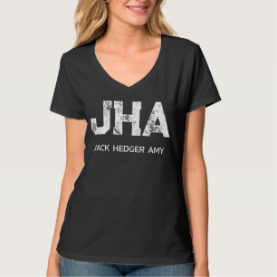 MINIMALIST WHITE THREE LETTER MONOGRAM NAME BLACK T-Shirt