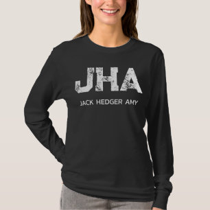 MINIMALIST WHITE THREE LETTER MONOGRAM NAME BLACK T-Shirt