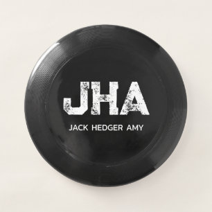 MINIMALIST WHITE THREE LETTER MONOGRAM NAME BLACK Wham-O FRISBEE