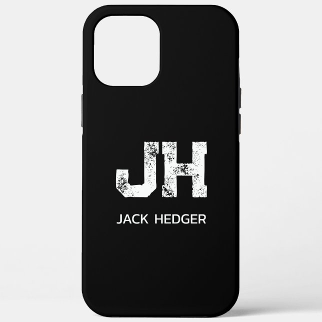 MINIMALIST WHITE TWO LETTER MONOGRAM NAME BLACK Case-Mate iPhone CASE (Back)
