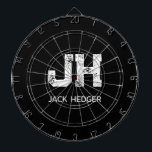 MINIMALIST WHITE TWO LETTER MONOGRAM NAME BLACK  DART BOARD<br><div class="desc">THIS IS A SIMPLE,  TWO LETTER MONOGRAM DESIGN,  SUITABLE FOR EVERYONE.YOU CAN CHANGE,  RESIZE OR ADD TEXT AND COLOURS THE WAY YOU LIKE.THANK YOU.</div>