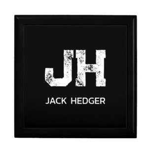 MINIMALIST WHITE TWO LETTER MONOGRAM NAME BLACK GIFT BOX