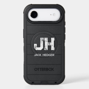 MINIMALIST WHITE TWO LETTER MONOGRAM NAME BLACK iPhone 17 AIR CASE