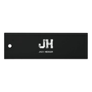MINIMALIST WHITE TWO LETTER MONOGRAM NAME BLACK  RULER