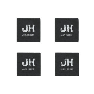 MINIMALIST WHITE TWO LETTER MONOGRAM NAME BLACK STONE MAGNET