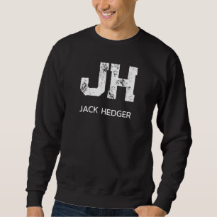 MINIMALIST WHITE TWO LETTER MONOGRAM NAME BLACK SWEATSHIRT