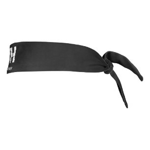 MINIMALIST WHITE TWO LETTER MONOGRAM NAME BLACK TIE HEADBAND