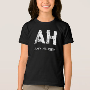 MINIMALIST WHITE TWO LETTER MONOGRAM NAME BLACK Tri-Blend SHIRT