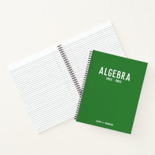 Minimalist White Typography on Green Algebra Notebook
