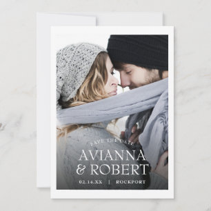 Minimalist White Typography Photo Save the Date Announcement