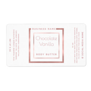Minimalist white typography rose gold frame label