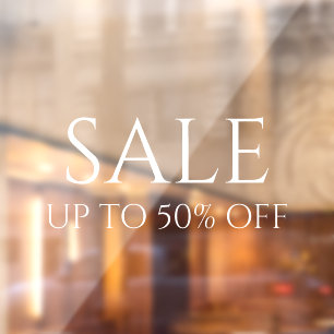 Minimalist White Typography Sale Store Window Cling
