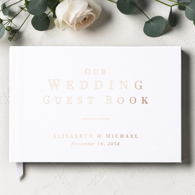 Minimalist White Wedding Foil Guest Book (Minimalist White Wedding Foil Guest Book)