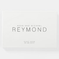 minimalist white wedding guest book