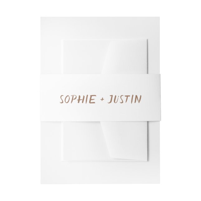 Minimalist White Wedding Invitation Belly Band (Front Example)