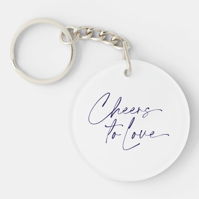 Minimalist White Wedding Keychain Favor (Front)
