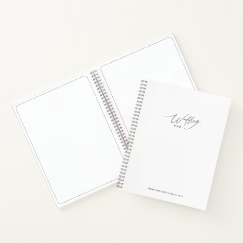 Minimalist White Wedding Plans  Notebook