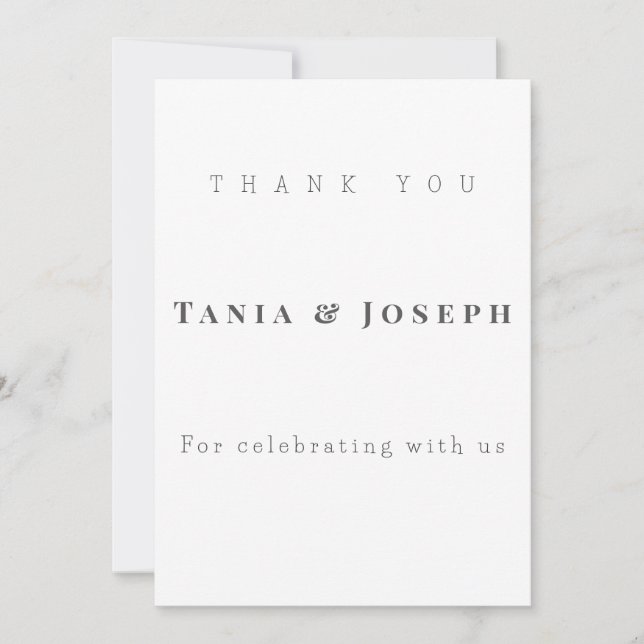 Minimalist White Wedding Thank You Card Template (Front)