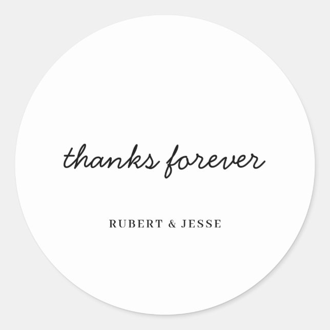 Minimalist White Wedding Thank You Sticker (Front)