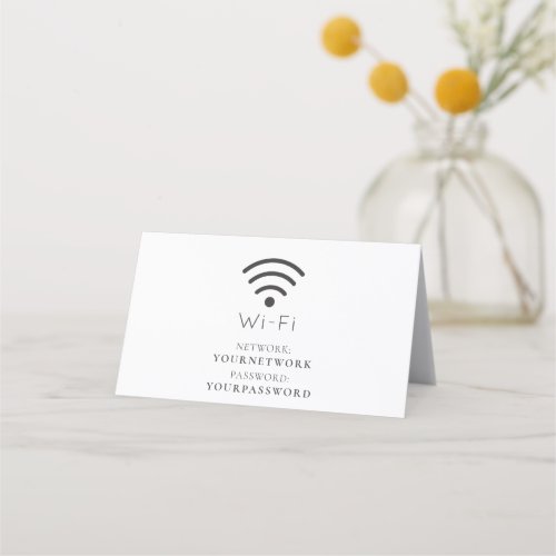 Minimalist White Wi_Fi Sign Place Card