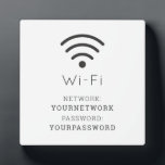 Minimalist White Wi-Fi Sign Plaque<br><div class="desc">This minimalist Wi-Fi network and password sign magnet features a white background with a Wi-Fi icon. Personalize it for your needs. You can find matching products at my store.</div>