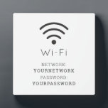 Minimalist White Wi-Fi Sign Plaque<br><div class="desc">This minimalist Wi-Fi network and password sign magnet features a white background with a Wi-Fi icon. Personalize it for your needs. You can find matching products at my store.</div>