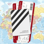 Minimalist White With Black Stripes Name Passport Holder at Zazzle