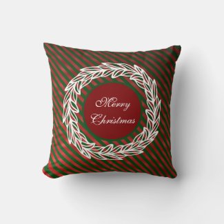 Minimalist White Wreath on Red and Green Stripes