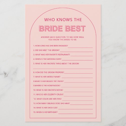 Minimalist who knows the bride best bridal shower