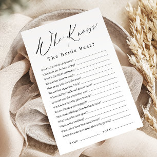 Minimalist who knows the bride best game