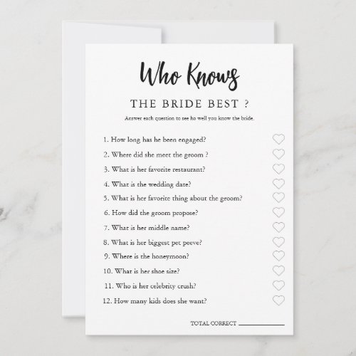 Minimalist Who Knows the Couple Bridal Shower Card