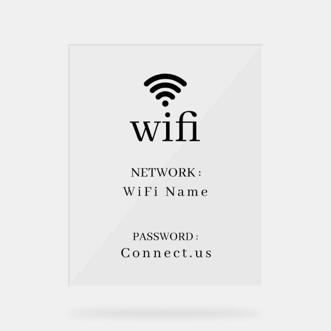 Minimalist Wi-Fi Network Password Display Sign (Front)