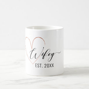 Minimalist Wifey gold foil heart Coffee Mug