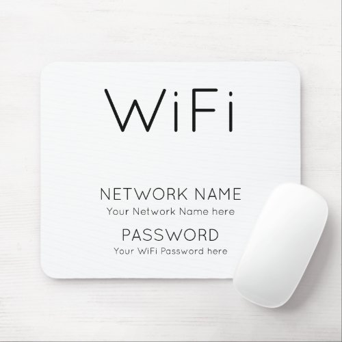 Minimalist WiFi Details Black White Mouse Pad