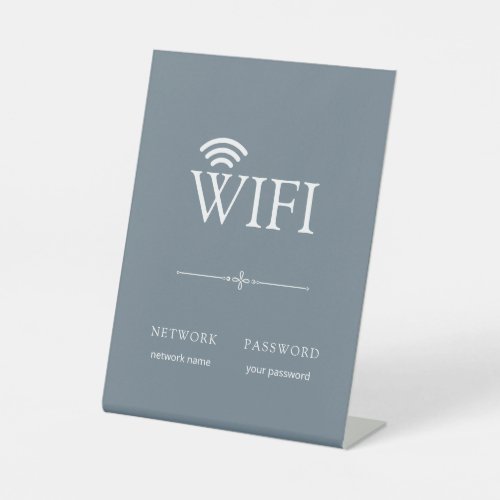 Minimalist WiFi Network Password Sign Dusty Blue