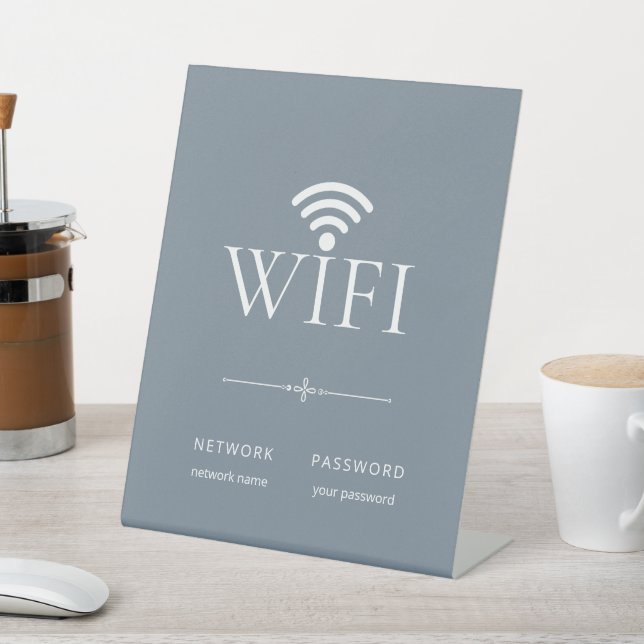 Minimalist Wifi Network Password Sign Muted Blue (In SItu)