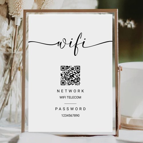 Minimalist WiFi Password Qr Code Wedding Sign